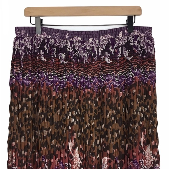 BONWORTH Skirt Midi Accordion Animal Print Floral Garden Party Hippie Boho XL - Picture 2 of 7